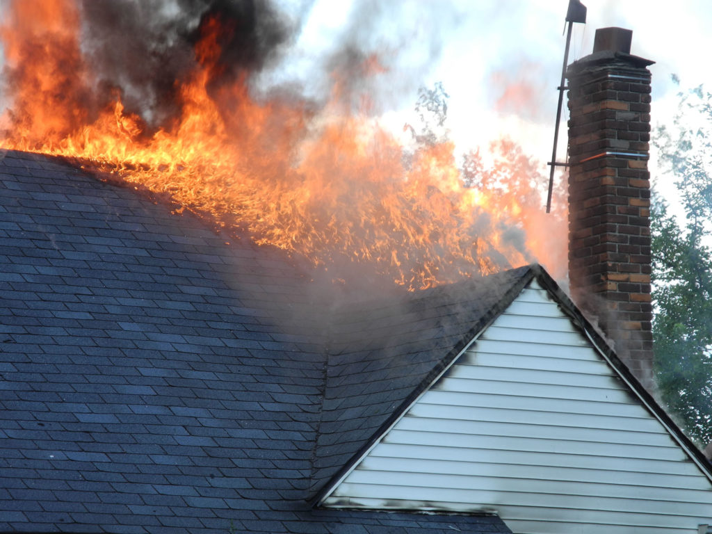 Fire on roof