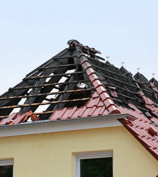 Roof with fire damage